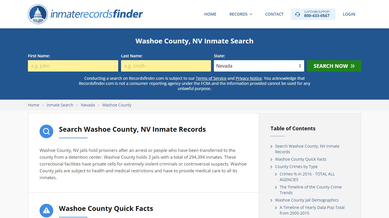Washoe County, NV Inmate Lookup & Jail Records Online